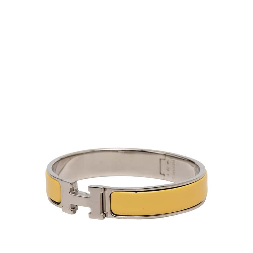 Hermès Narrow Enamel Clic H Bracelet GM Yellow Very good condition - Back View