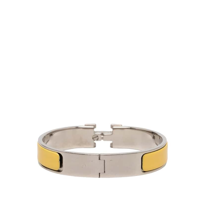 Hermès Narrow Enamel Clic H Bracelet GM Yellow Very good condition - Inside View