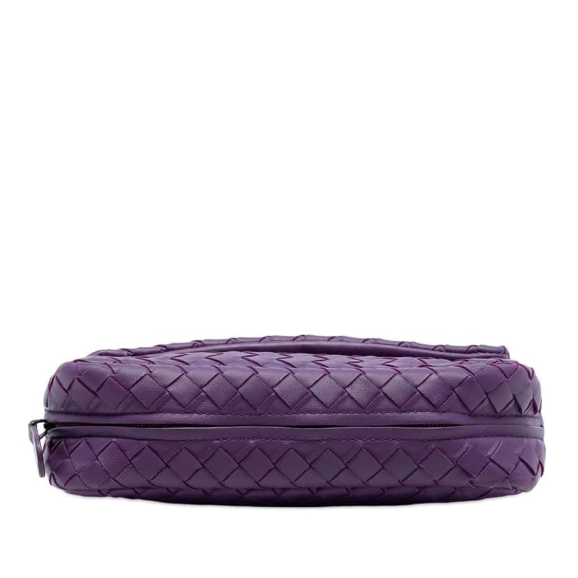 Bottega Veneta Mini Nappa Intrecciato Expandable Chain Flap Crossbody Purple Leather Very good condition - Inside View