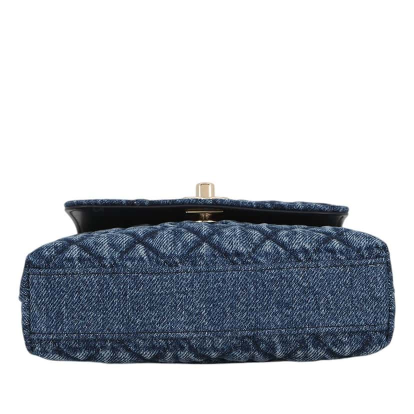 Chanel Extra Mini Quilted Washed Denim Coco Top Handle Bag Blue Very good condition - Inside View