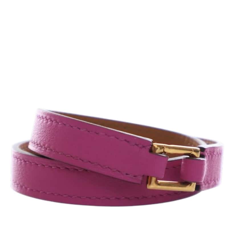 Hermès Swift Rivale Double Tour Bracelet T3 Pink Leather Very good condition - Back View