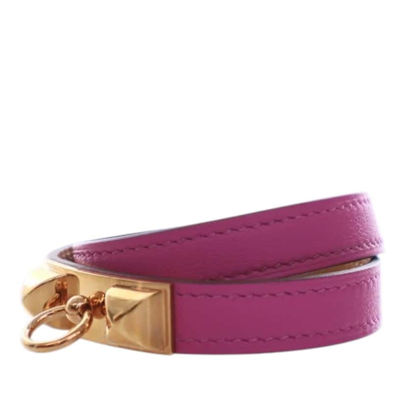 Hermès Swift Rivale Double Tour Bracelet T3 Pink Leather Very good condition - Model View