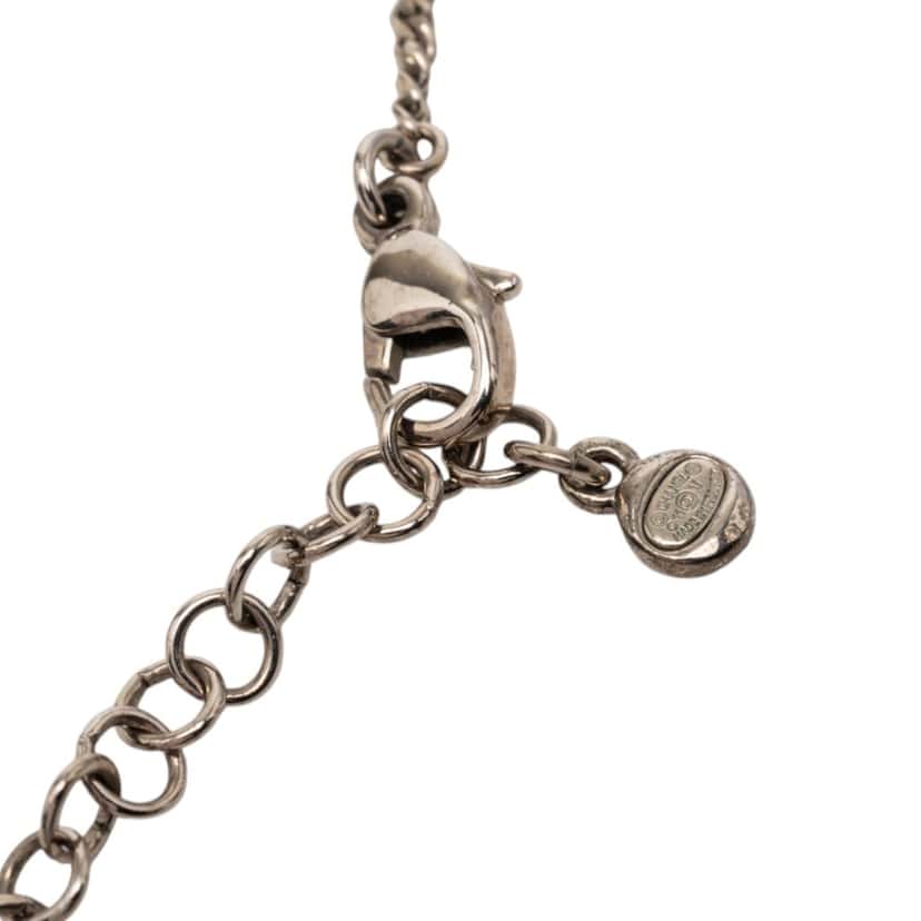 Chanel Brass CC Strass Pendant Necklace Silver Metal Very good condition - Inside View