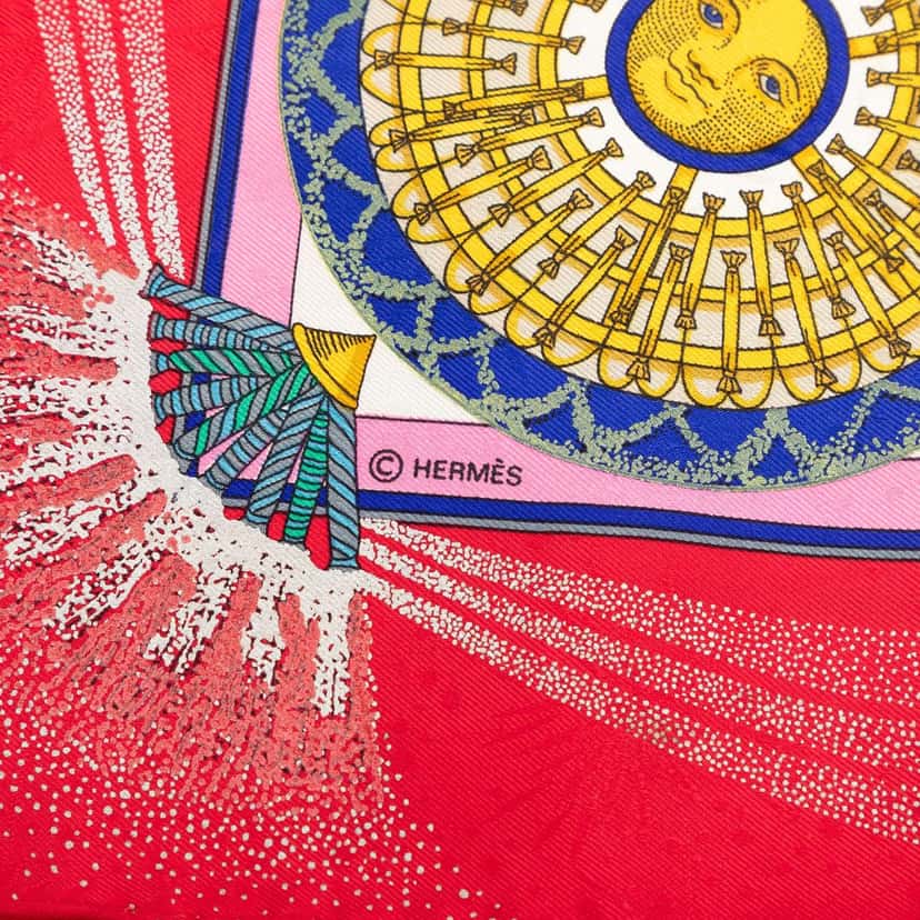 Hermès Feux d Artifice Silk Scarf 90 White Very good condition - Inside View