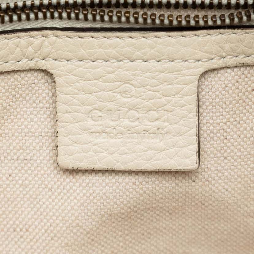 Gucci Medium Pebbled Calfskin Twill Tote White Leather Very good condition - Box View