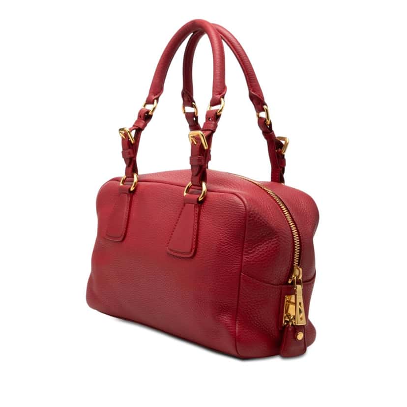 Prada Vitello Daino Shoulder Bag Red Leather Very good condition - Back View