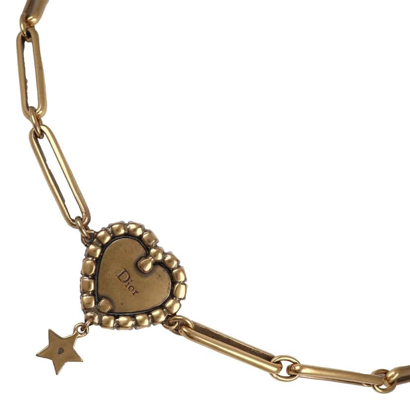 Dior Gold Plated Crystal J'Adior Heart Pendant Necklace Gold Metal Very good condition - Front View