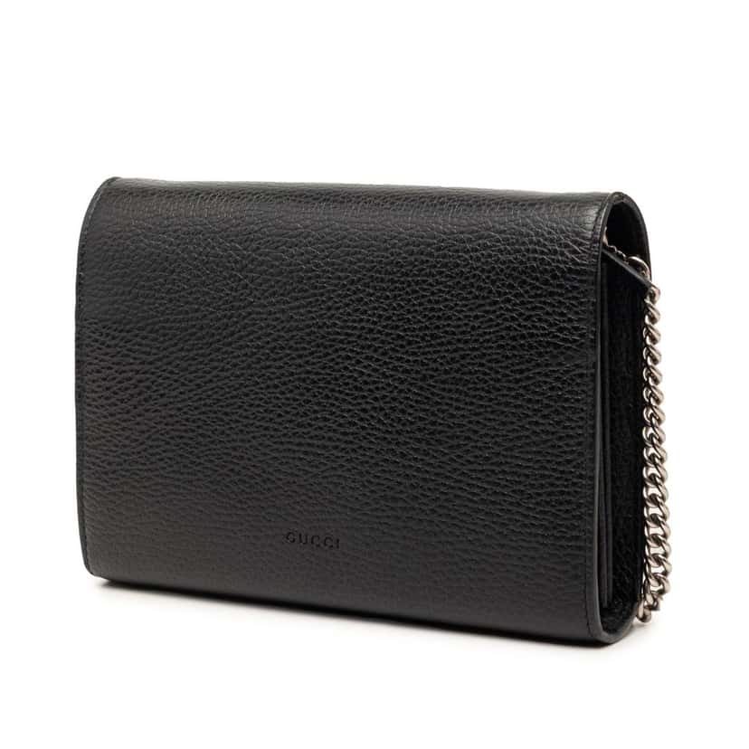 Gucci Calfskin Dionysus Wallet on Chain Black Leather Very good condition - Back View