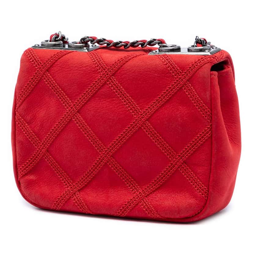 Chanel Mini CC Iridescent Calfskin Diamond Stitch Flap Red Leather Very good condition - Back View