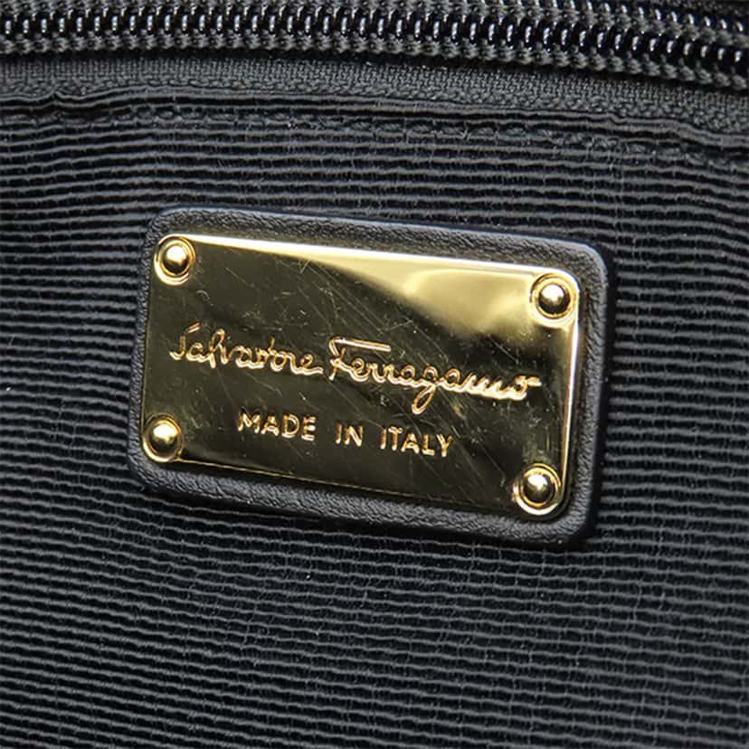 Salvatore Ferragamo Nylon Leopard Print Double Gancini Tote Black Very good condition - Box View