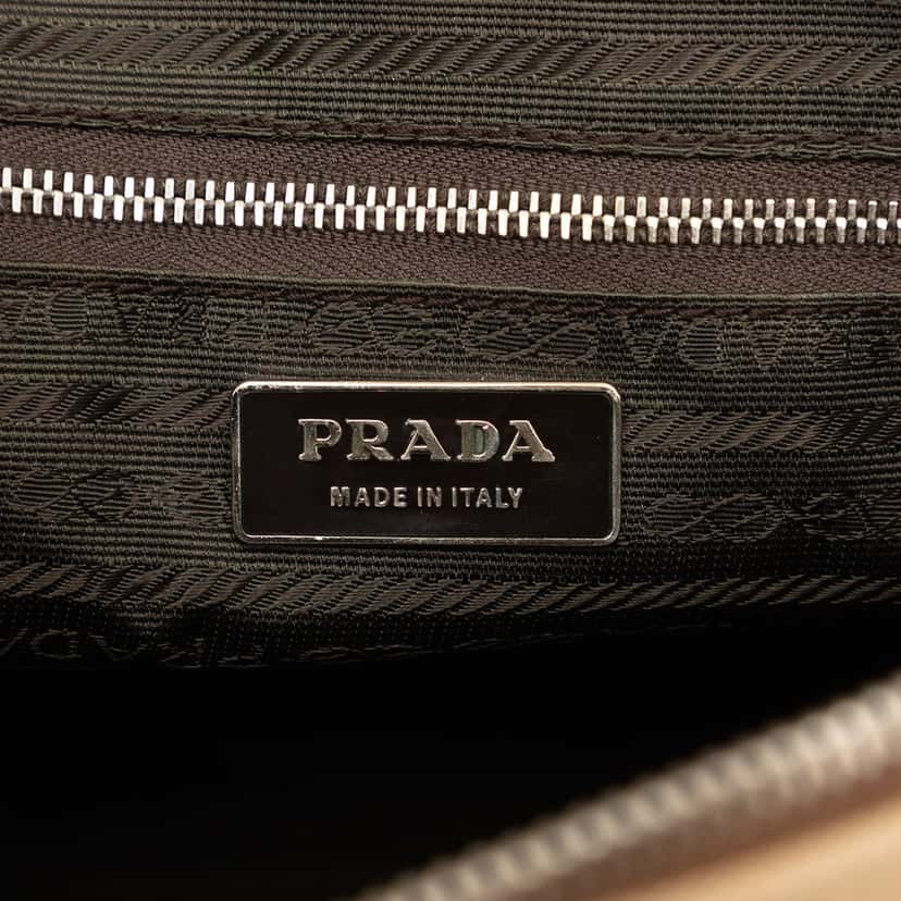 Prada Cinghiale Trimmed Canapa Dome Handbag Beige Very good condition - Box View