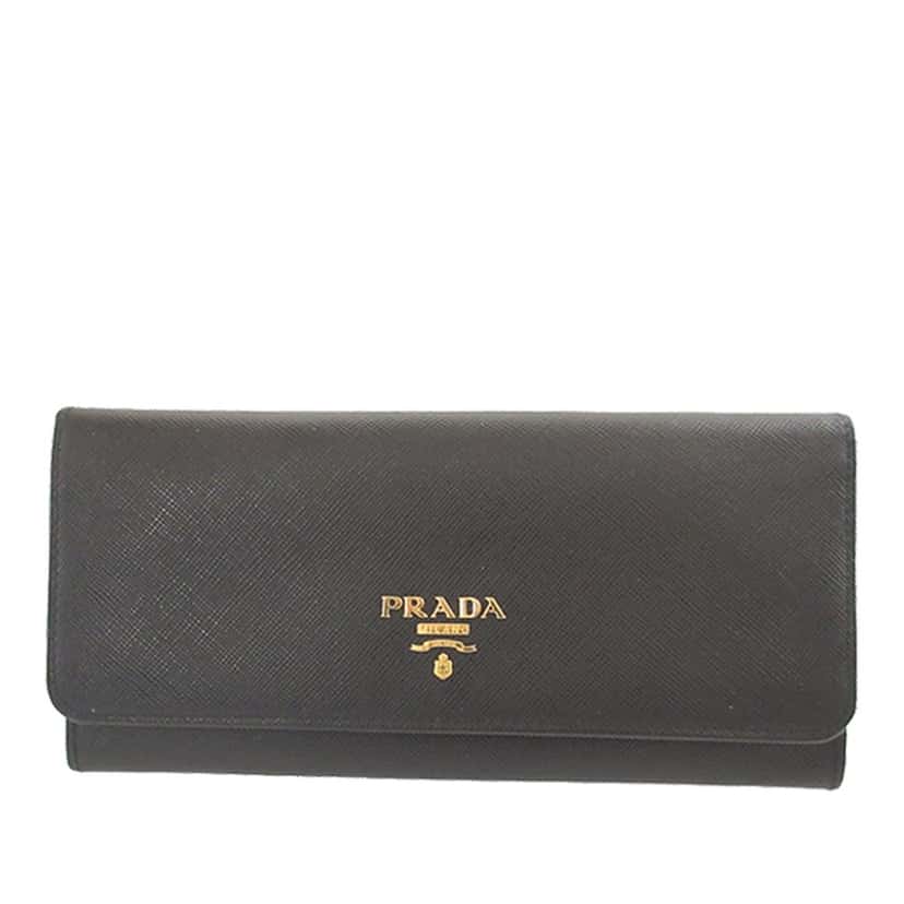 Prada : Saffiano Bifold Long Wallet Black Leather Very good condition - Front View