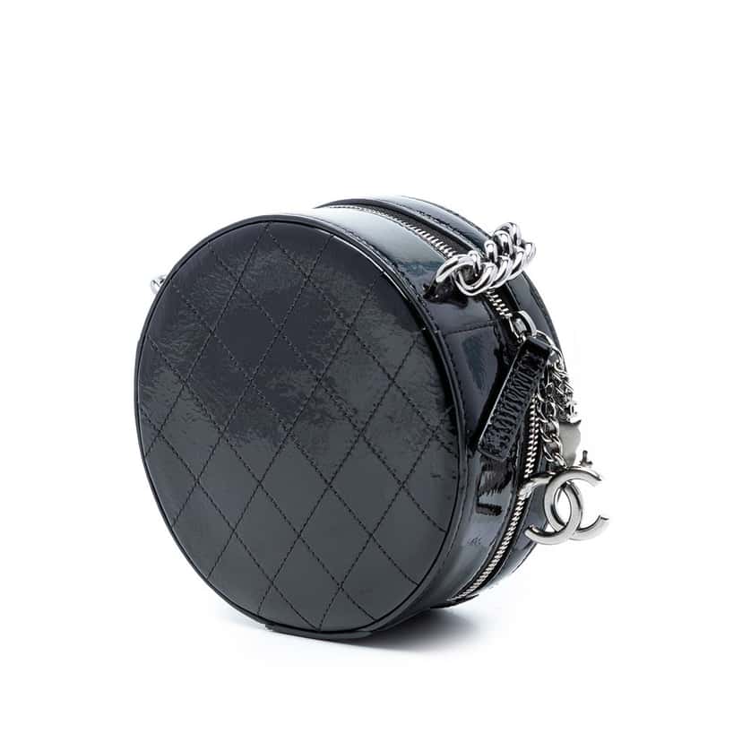 Chanel Patent Round As Earth Bag Black Leather Very good condition - Back View