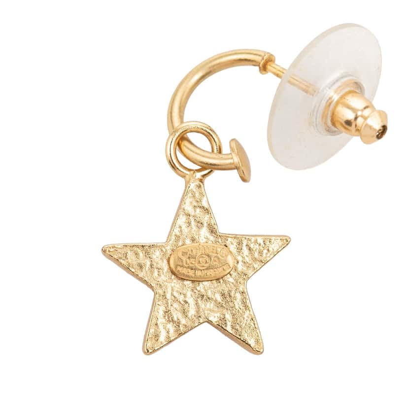 Chanel CC Gold Plated Enamel Star Push Back Earrings Gold Metal Very good condition - Inside View