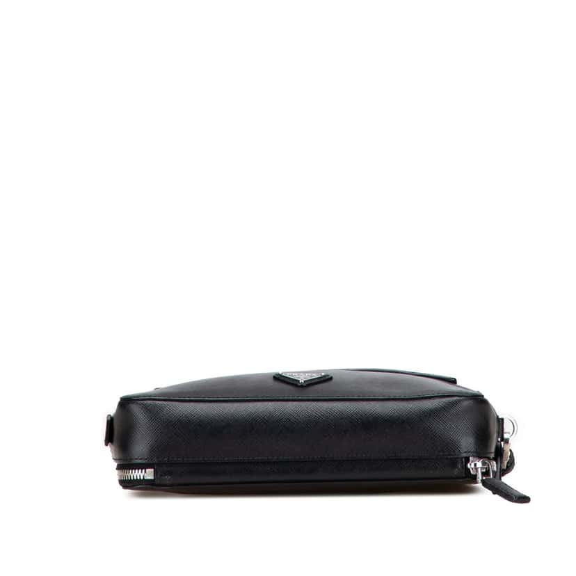 Prada Saffiano Portfolio Zip Clutch Black Leather Good condition - Inside View