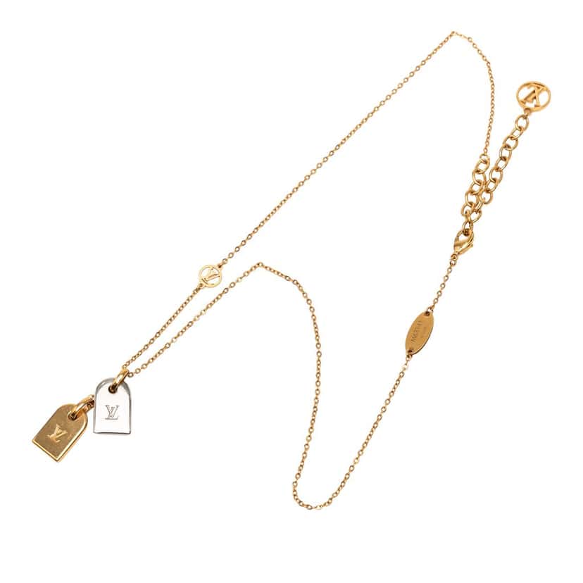 Louis Vuitton Gold Plated Nanogram Pendant Necklace Gold Metal Very good condition - Front View