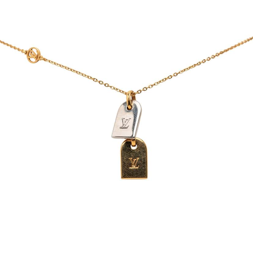 Louis Vuitton Gold Plated Nanogram Pendant Necklace Gold Metal Very good condition - Back View