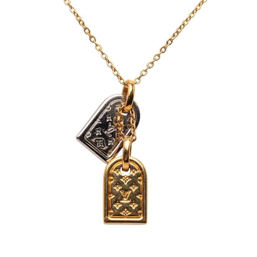 Louis Vuitton Gold Plated Nanogram Pendant Necklace Gold Metal Very good condition - Inside View