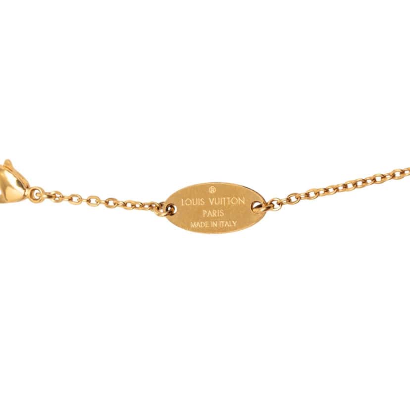 Louis Vuitton Gold Plated Nanogram Pendant Necklace Gold Metal Very good condition - Box View