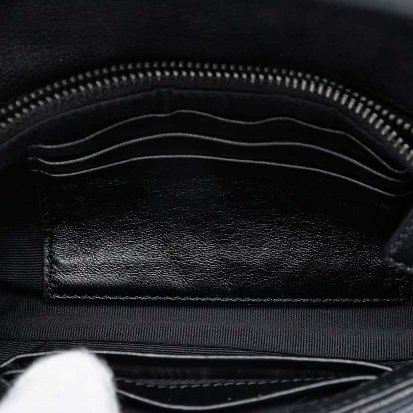 Saint Laurent Mini Chevron Sheepskin Monogram College Satchel Black Leather Very good condition - Model View