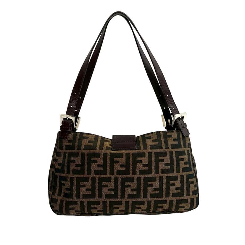 Fendi Zucca Canvas Shoulder Bag Brown Very good condition - Back View