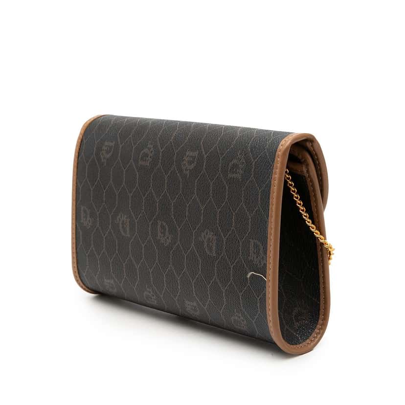 Dior Honeycomb Coated Canvas Chain Flap Crossbody Black Very good condition - Back View