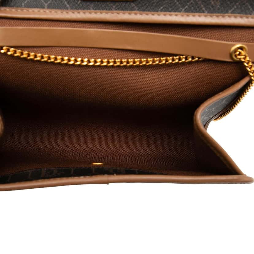 Dior Honeycomb Coated Canvas Chain Flap Crossbody Black Very good condition - Model View