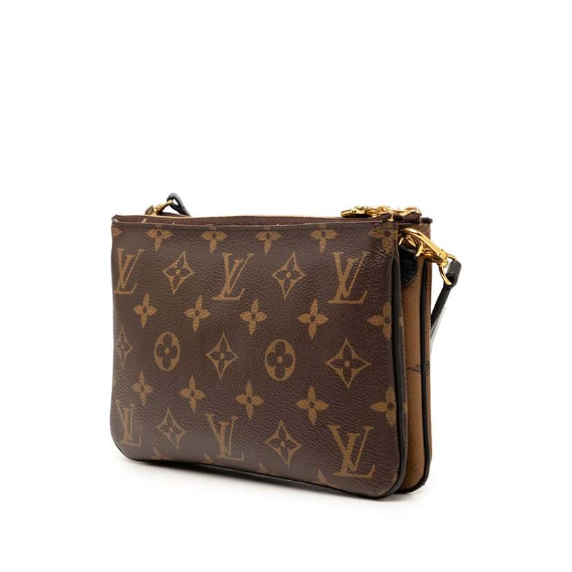 Louis Vuitton Monogram Giant Reverse Double Zip Pochette Brown Very good condition - Back View