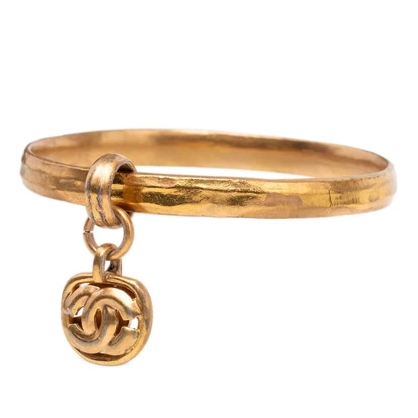 Chanel Gold Plated CC Charm Bangle Gold Metal Very good condition - Back View