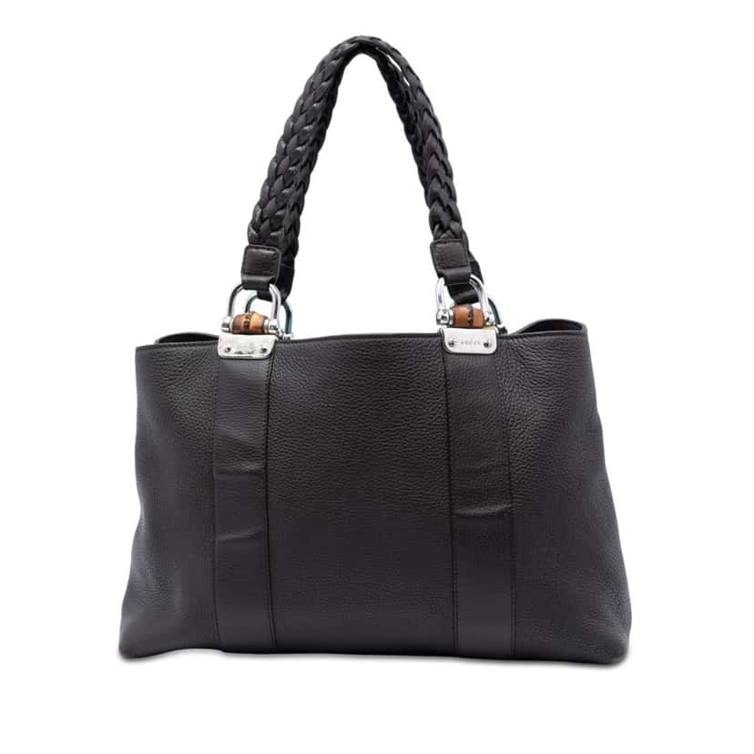 Gucci Calfskin Bamboo Libeccio Tote Brown Leather Very good condition - Front View