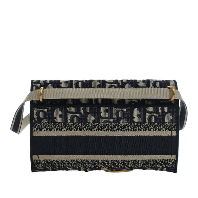 Dior Oblique Canvas Embroidered Saddle Slim Belt Pouch Blue Very good condition - Model View