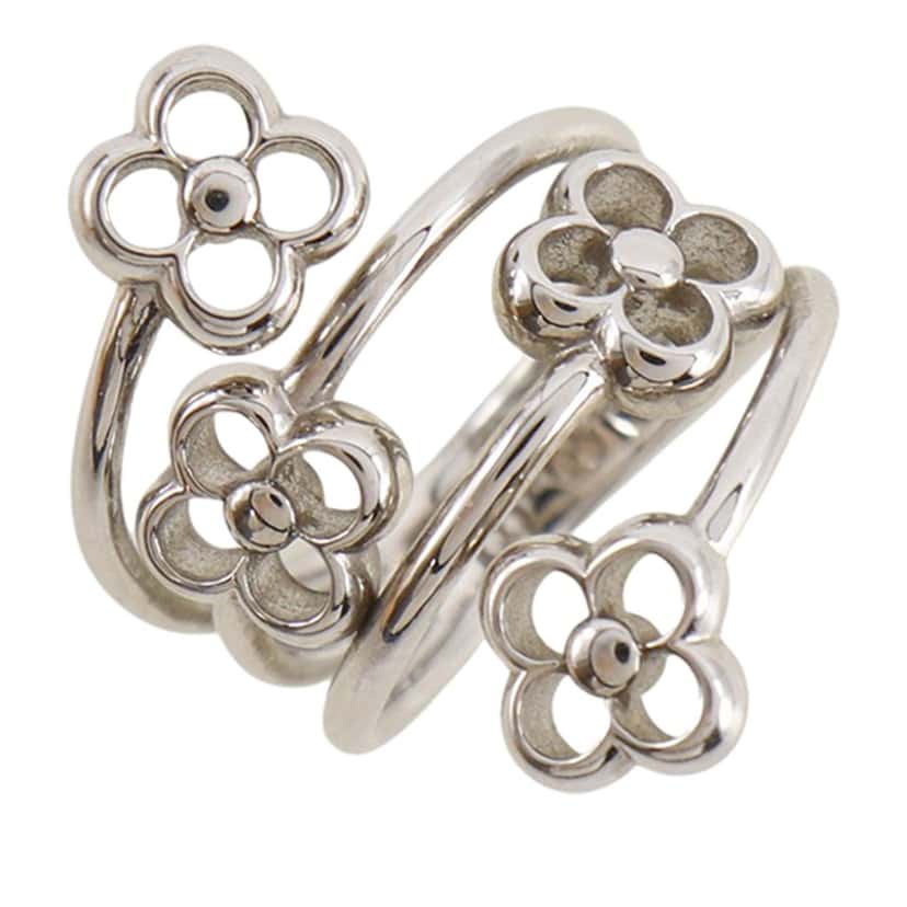 Louis Vuitton Brass Flower Full Ring Silver Metal Very good condition - Back View