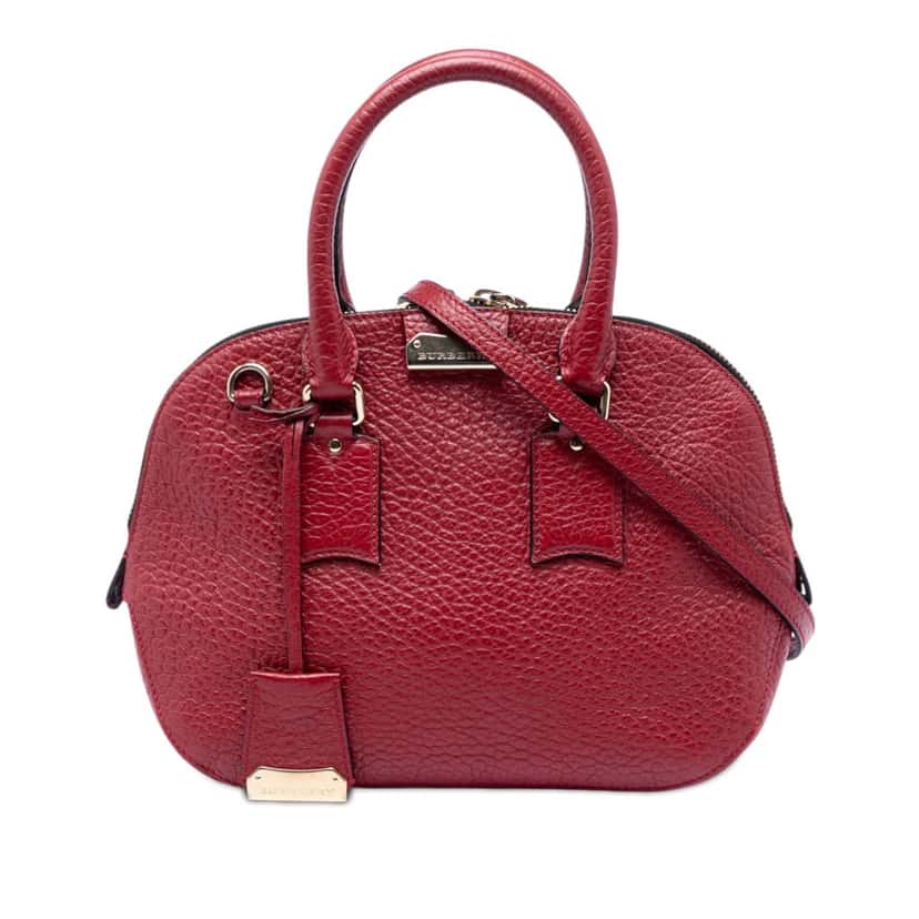 Burberry Small Grained Calfskin Heritage Orchard Bowling Bag Red Leather Very good condition - Front View