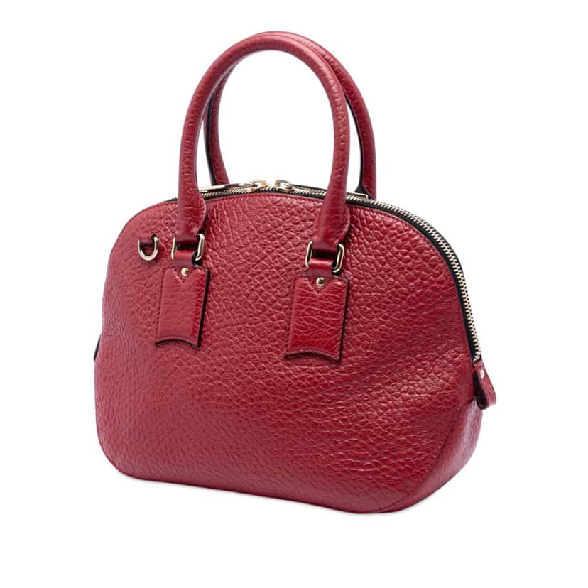 Burberry Small Grained Calfskin Heritage Orchard Bowling Bag Red Leather Very good condition - Back View