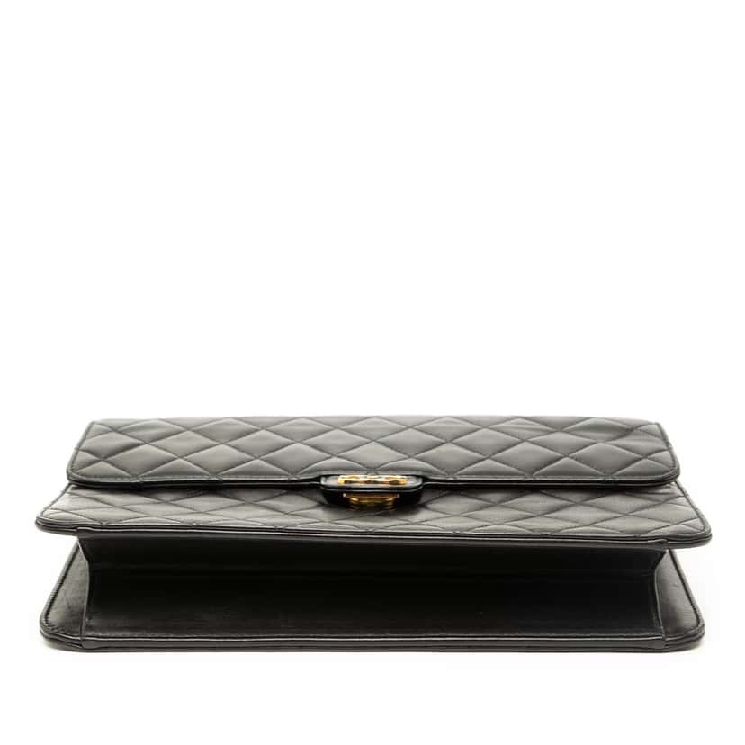 Chanel Medium CC Quilted Lambskin Single Flap Black Leather Good condition - Inside View