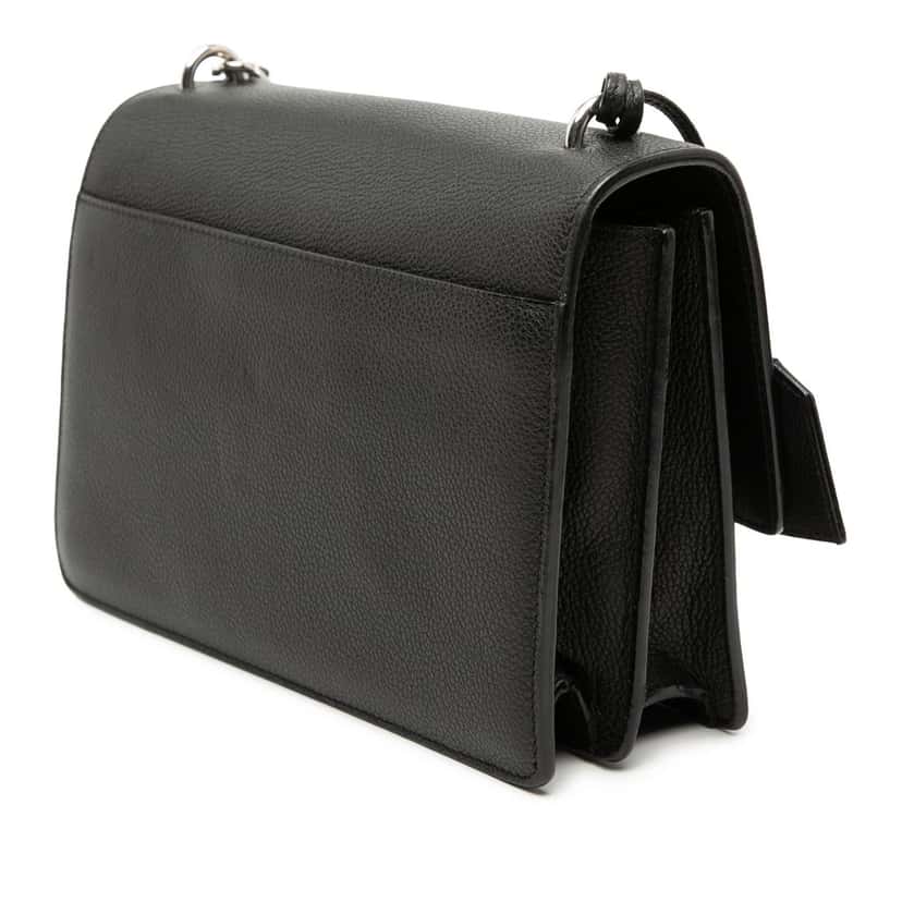 Saint Laurent Medium Grained Calfskin Monogram Sunset Crossbody Black Leather Very good condition - Back View