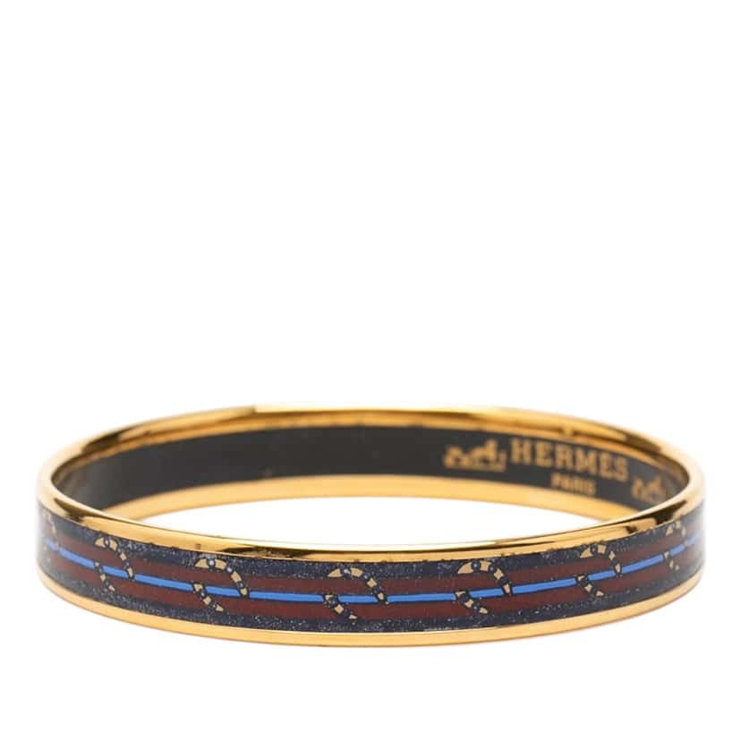 Hermès Narrow Horse Horseshoe Cloisonne Enamel Bangle 62 Purple Very good condition - Back View