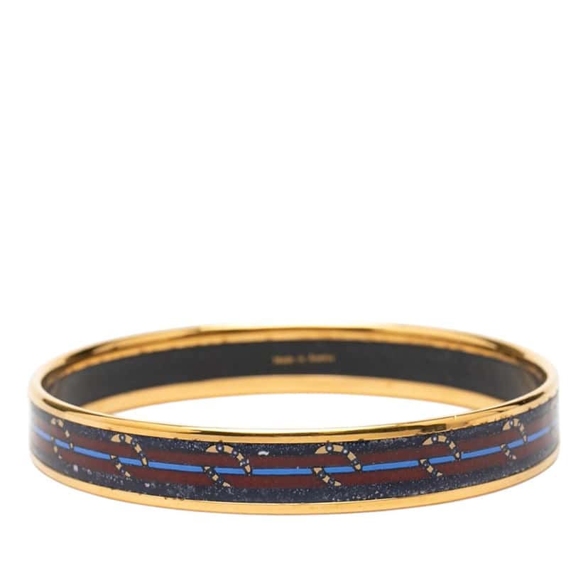 Hermès Narrow Horse Horseshoe Cloisonne Enamel Bangle 62 Purple Very good condition - Inside View