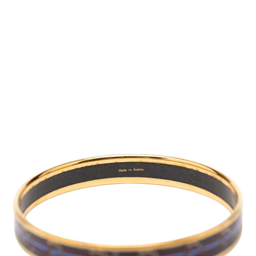 Hermès Narrow Horse Horseshoe Cloisonne Enamel Bangle 62 Purple Very good condition - Model View