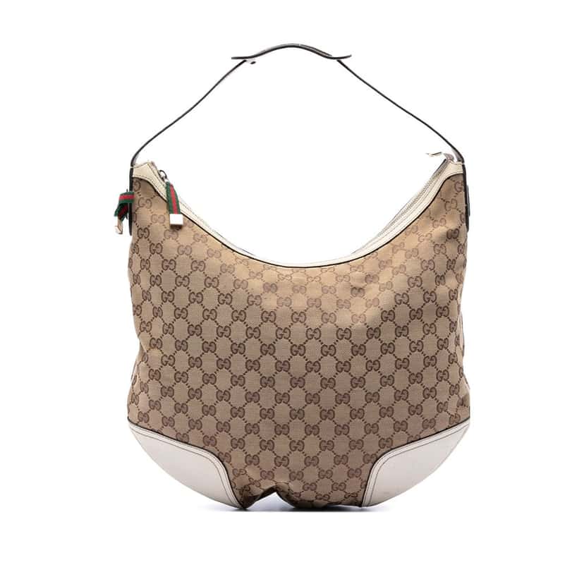 Gucci Large GG Canvas Web Princy Hobo Beige Very good condition - Front View