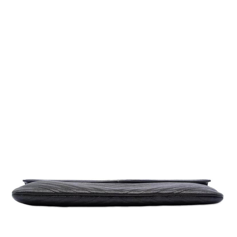 Chanel Large Chevron Caviar Statement Envelope Clutch Black Leather Very good condition - Inside View