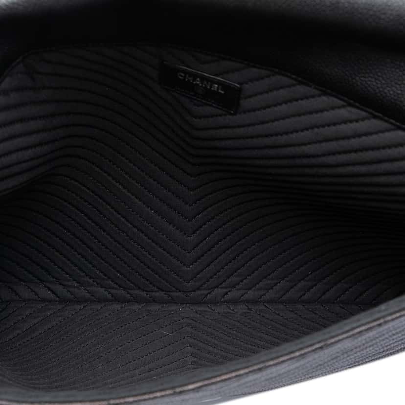 Chanel Large Chevron Caviar Statement Envelope Clutch Black Leather Very good condition - Model View