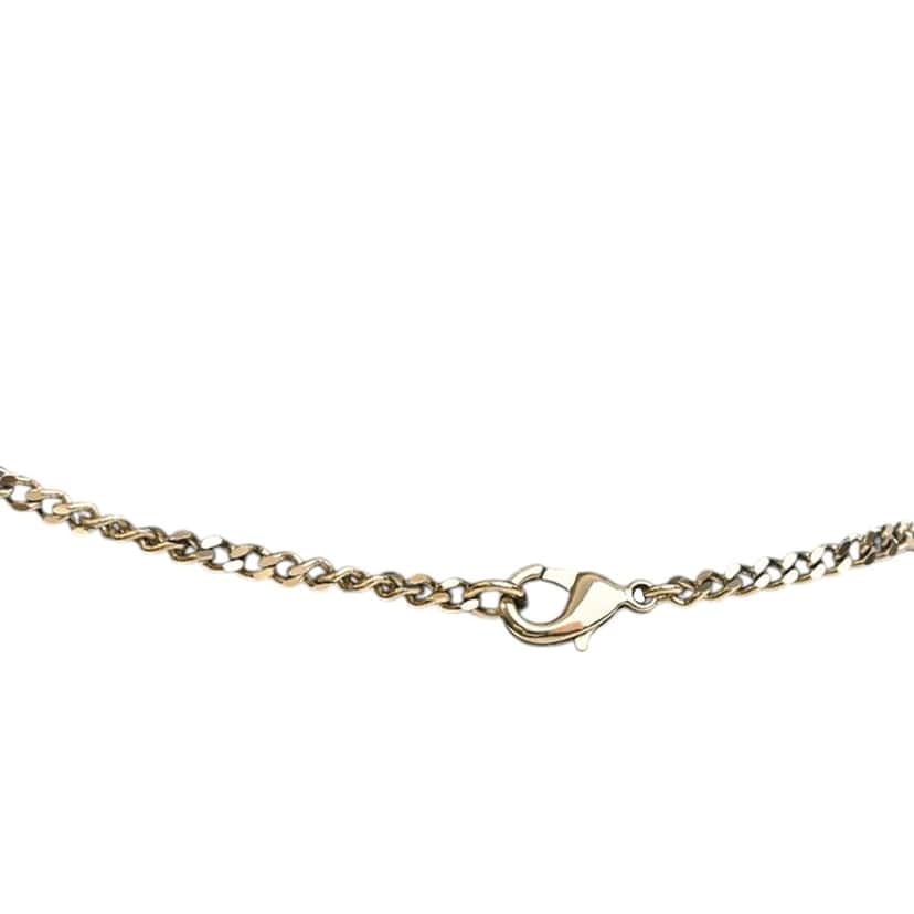 Chanel CC Brass and Strass Dog Tag Pendant Necklace Gold Metal Very good condition - Model View