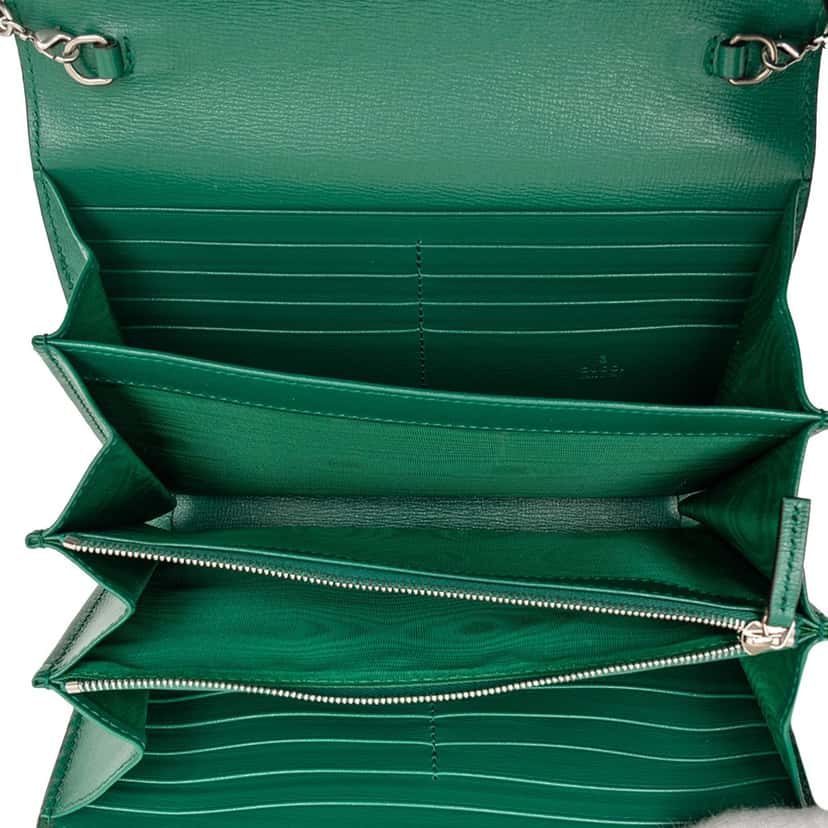 Gucci Bicolor Calfskin Dionysus Wallet on Chain Green Leather Very good condition - Model View