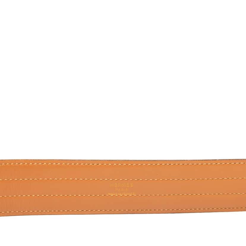Hermès Leather Floral Tooled Buckle Belt Brown Leather Very good condition - Box View