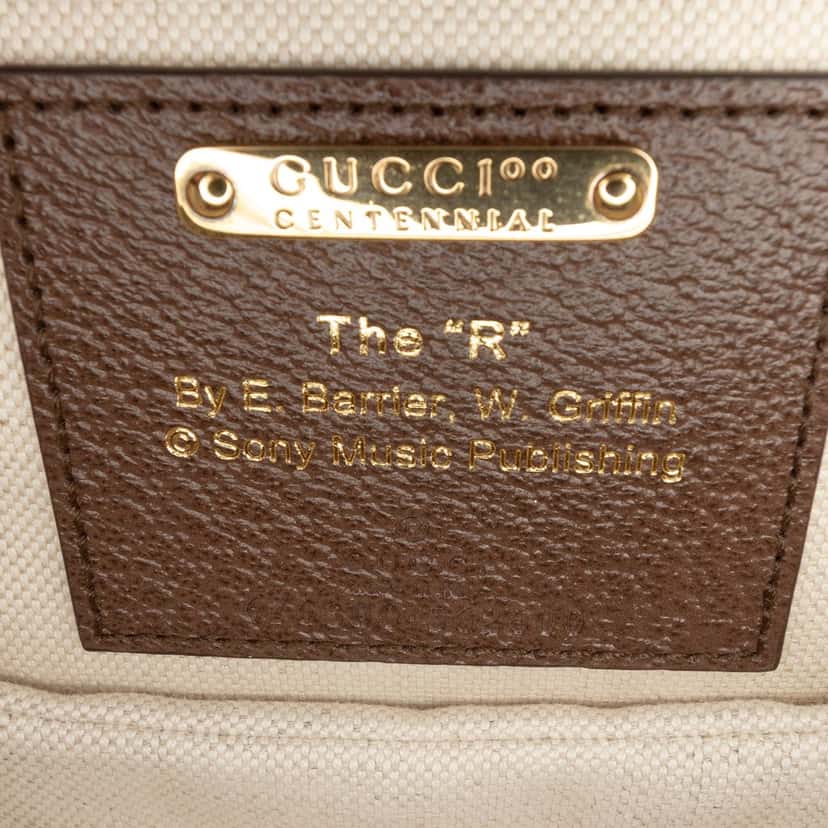 Gucci 100th Anniversary Mini Canvas 1947 Bamboo Top Handle Bag Beige Very good condition - Box View