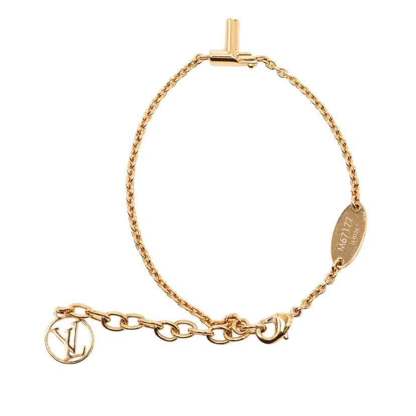 Louis Vuitton Gold Plated LV and Me T Bracelet Gold Metal Very good condition - Back View