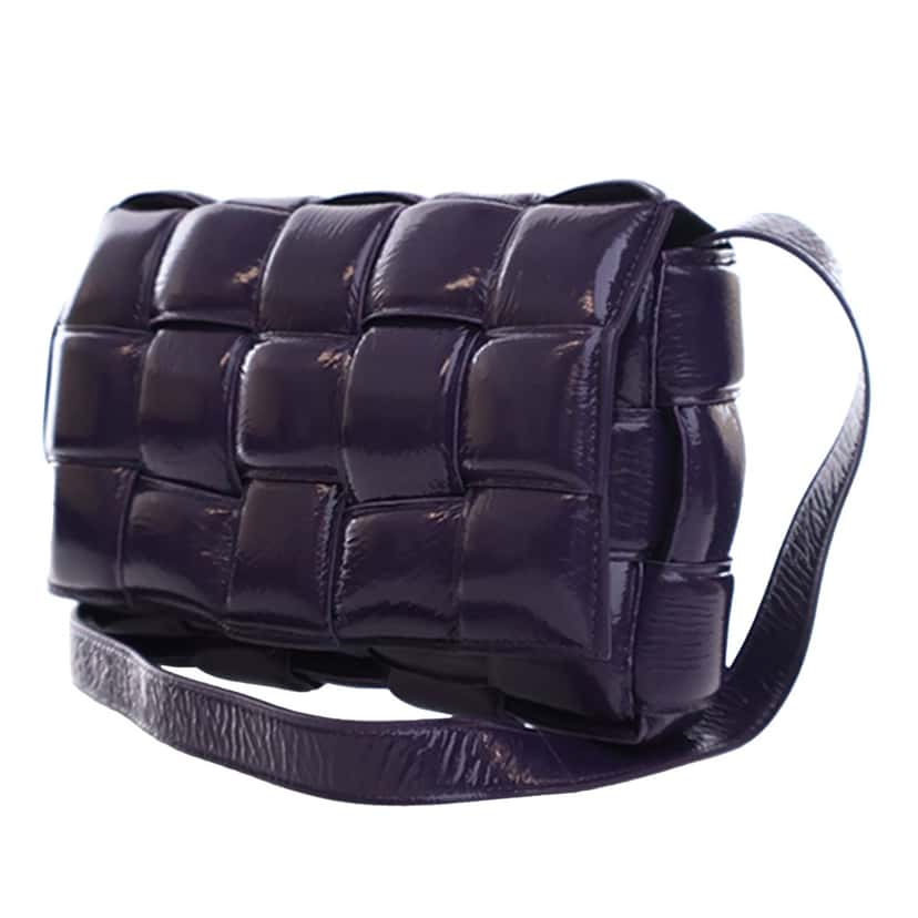 Bottega Veneta Patent Intrecciato Padded Cassette Crossbody Purple Leather Very good condition - Inside View