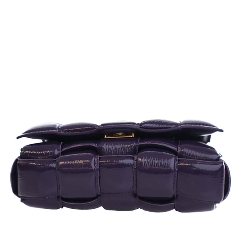Bottega Veneta Patent Intrecciato Padded Cassette Crossbody Purple Leather Very good condition - Box View