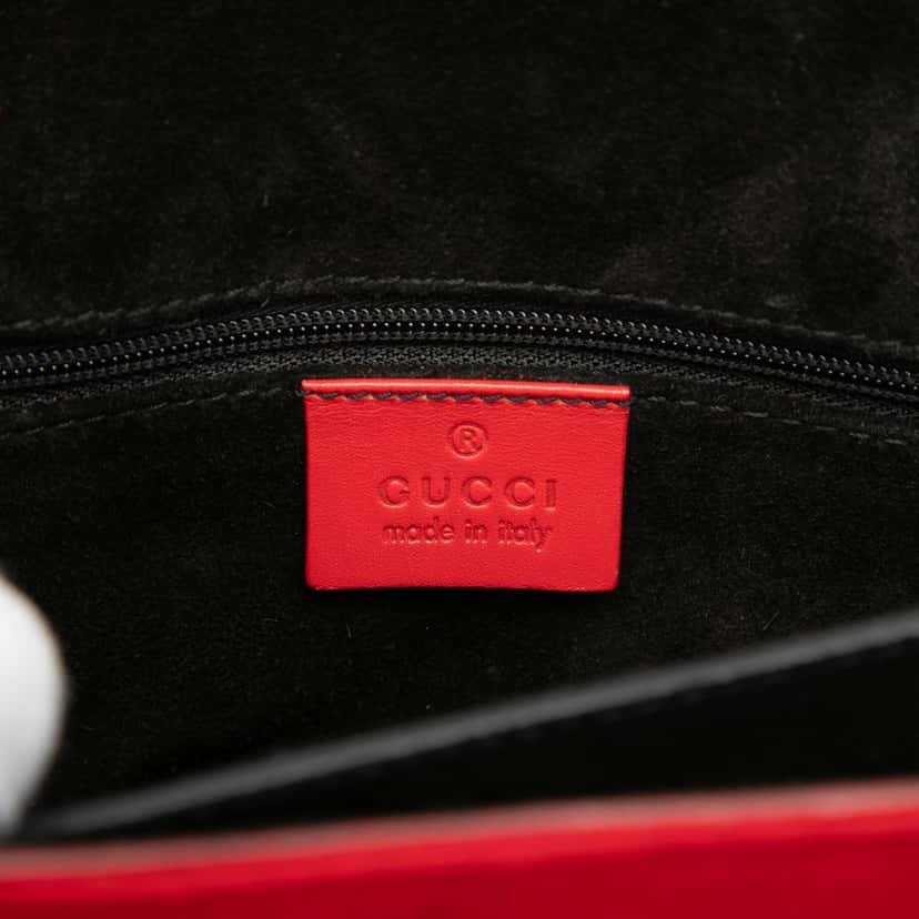 Gucci Wool and Calfskin Bamboo Top Handle Bag Red Very good condition - Box View